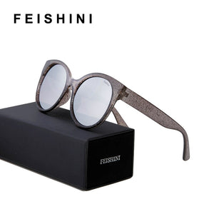 FEISHINI Stars Shine Plastic Frame Festival RED Cat eye Sunglasses Ladies Mirror 2023 GG Women Glasses UV Protector