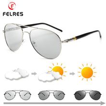Load image into Gallery viewer, FELRES Men Metal Frame Photochromic Polarized Oval Sunglasses UV400 Outdoor Eyewear Driving Fishing Hiking Glasses F209