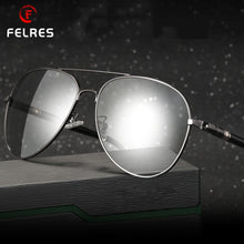 Load image into Gallery viewer, FELRES Men Metal Frame Photochromic Polarized Oval Sunglasses UV400 Outdoor Eyewear Driving Fishing Hiking Glasses F209