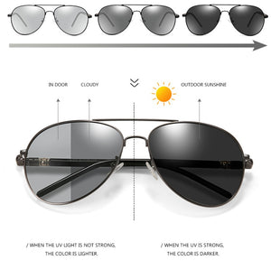 FELRES Men Metal Frame Photochromic Polarized Oval Sunglasses UV400 Outdoor Eyewear Driving Fishing Hiking Glasses F209