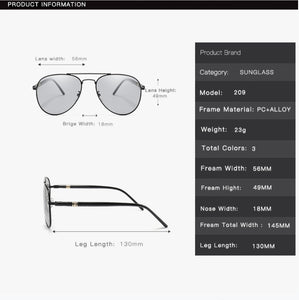 FELRES Men Metal Frame Photochromic Polarized Oval Sunglasses UV400 Outdoor Eyewear Driving Fishing Hiking Glasses F209