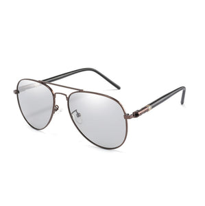 FELRES Men Metal Frame Photochromic Polarized Oval Sunglasses UV400 Outdoor Eyewear Driving Fishing Hiking Glasses F209