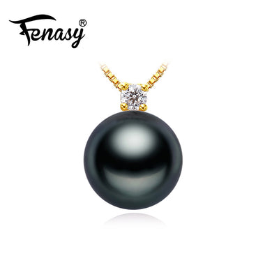 Ciondolo in oro 18 carati con perle nere Gioielli 8-9mm pendenti rotondi con perle tahitiane bohémien invia collana in argento s925 per amore 