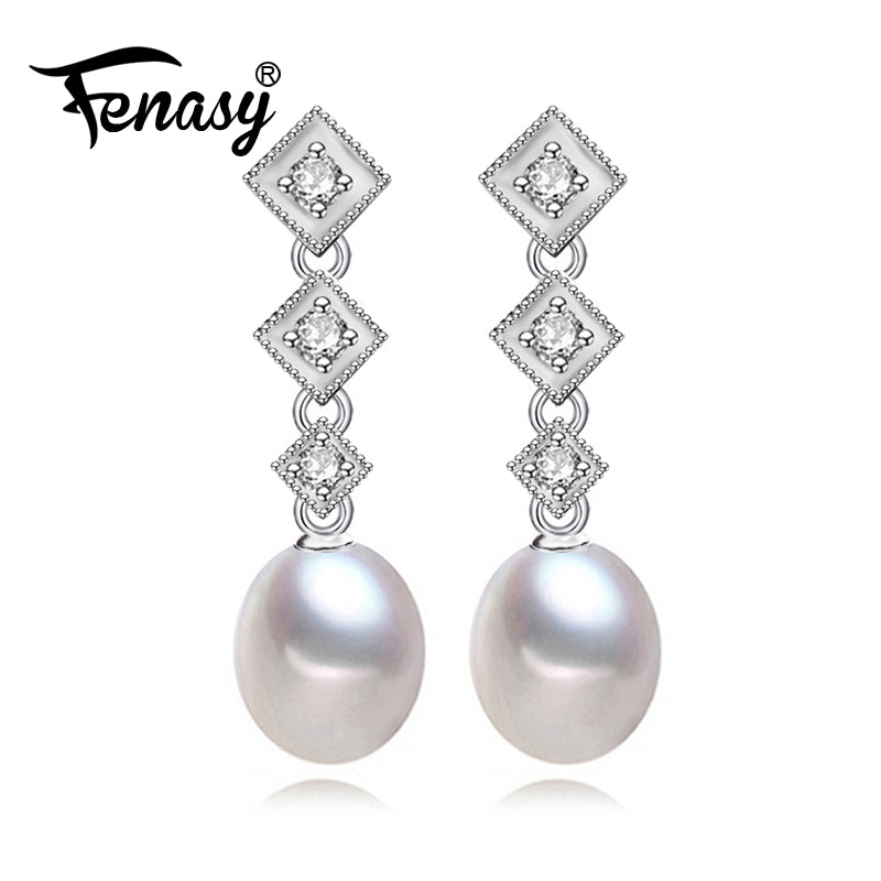 charm brand 925 sterling-silver-jewelry pearl stud earrings pearls with water drop Pearl 925 silver Earrings for women