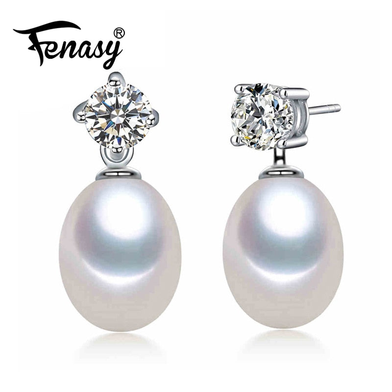 natural Pearl earrings, Pearl with 925 Sterling Silver earrings,Birthd gift Jewelry Women Accessories earrings