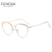 Load image into Gallery viewer, FENCHI Computer Cat Eye Glasses Frame Men Women Metal Vintage Prescription Eyeglasses Retro Rose Gold Optical Frame Eyewear