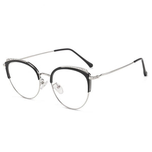 FENCHI Metal Computer Cat Eye Glasses Frame Men Women Vintage Prescription Eyeglasses Retro Rose Gold Optical Frame Eyewear