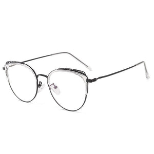 FENCHI Metal Computer Cat Eye Glasses Frame Men Women Vintage Prescription Eyeglasses Retro Rose Gold Optical Frame Eyewear
