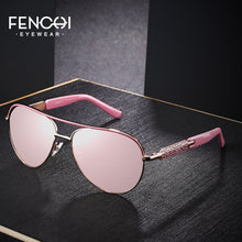 Load image into Gallery viewer, FENCHI Pink Blue Sunglasses Women Brand Designer Pilot Women Glasses Rose Gold Pink Frame Zonnebril Dames Oculos Feminino
