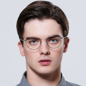 FENCHI  Unisex Man Woman Glasses frame Retro Round Glasses Transparent Metal Eyeglass Frame oculos de grau feminino