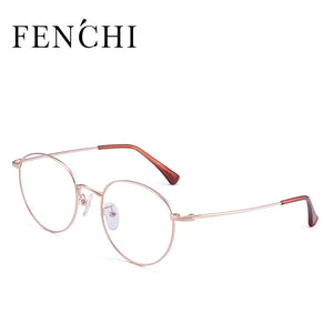 FENCHI  Unisex Man Woman Glasses frame Retro Round Glasses Transparent Metal Eyeglass Frame oculos de grau feminino