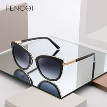 Load image into Gallery viewer, FENCHI cat eye women sunglasses female sun glasses  black white brand designer vintage punk oculos de sol feminino lunettes