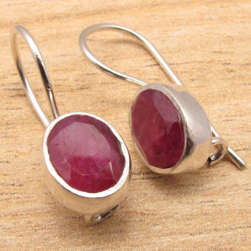 FINE QUALITY HANDMADEVJEWELRY DECO EARRINGS , RO rubi Gems, Silver Plated