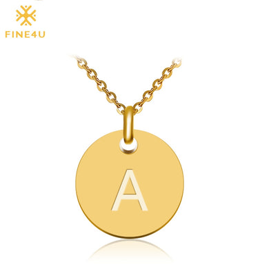 Disc Pendant Necklace Gold/Silver Color Letter Alfabet Necklace 316L Stainless Steel Chain Necklaces For Women