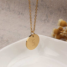 Load image into Gallery viewer, Disc Pendant Necklace Gold/Silver Color Letter Alfabet Necklace 316L Stainless Steel Chain Necklaces For Women