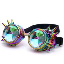 Carica l'immagine nel visualizzatore di Gallery, FLORATA Kaleidoscope Colorful Glasses Rave Festival Party EDM Sunglasses Diffracted Lens Steampunk Goggles