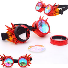 Load image into Gallery viewer, FLORATA Kaleidoscope Colorful Glasses Rave Festival Party EDM Sunglasses Diffracted Lens Steampunk Goggles