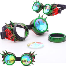 Load image into Gallery viewer, FLORATA Kaleidoscope Colorful Glasses Rave Festival Party EDM Sunglasses Diffracted Lens Steampunk Goggles