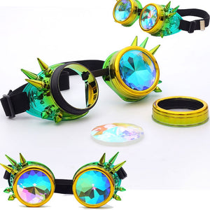FLORATA Kaleidoscope Colorful Glasses Rave Festival Party EDM Sunglasses Diffracted Lens Steampunk Goggles