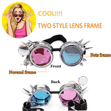 Load image into Gallery viewer, FLORATA Punk Gothic Goggles Different Lens Rainbow EDM Glasses Unisex Rivet Steampunk Goggles Cosplay Vintage Gothic Eyewear