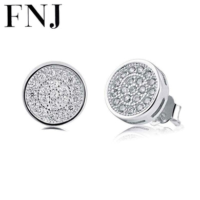 925 Silver Round Earring Women Jewelry White Crystal Cubic Zircon 100% S925 Sterling Silver Stud Earrings