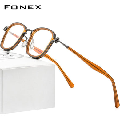 FONEX Occhiali In Lega di Acetato Telaio Uomini Retro Vintage Quadrati Occhiali Da Vista Donne Ottico Coreano Senza Viti Occhiali F1026 