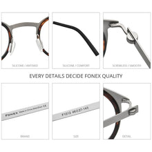Load image into Gallery viewer, FONEX Acetate Alloy Glasses Frame Men Women Vintage Round Myopia Optical Prescription Eyeglasses Screwless Korean Eyewear F1012