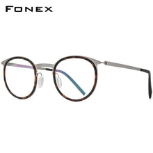 Load image into Gallery viewer, FONEX Acetate Alloy Glasses Frame Men Women Vintage Round Myopia Optical Prescription Eyeglasses Screwless Korean Eyewear F1012