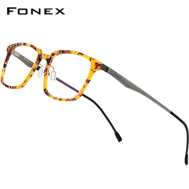 FONEX Acetate Optical Glasses Frame Men Square Prescription Eyeglasses 2023 Commerce Myopia Spectacles Male Screwless Eyewear