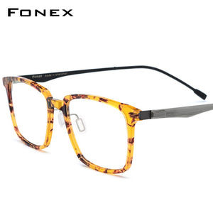 FONEX Acetate Optical Glasses Frame Men Square Prescription Eyeglasses 2023 Commerce Myopia Spectacles Male Screwless Eyewear