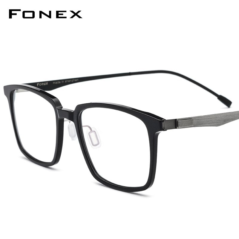 FONEX Acetate Optical Glasses Frame Men Square Prescription Eyeglasses 2023 Commerce Myopia Spectacles Male Screwless Eyewear