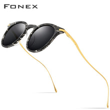 Load image into Gallery viewer, FONEX Acetate Sunglass Men Vintage Round Titanium Polarized Sun Glasses for Women  Mirror UV400 Sunglasses 857