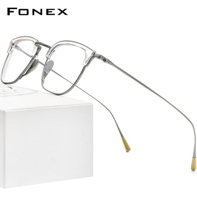 FONEX Acetate Titanium Eyeglasses Frame Men Retro Square Prescription Glasses Women 2023 Vintage Myopia Optical Eyewear F85661