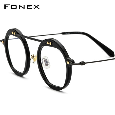 FONEX Occhiali da vista in acetato di titanio Telaio da uomo 2023 Retro Poligono Occhiali da vista trasparenti da donna Occhiali ottici F85678 