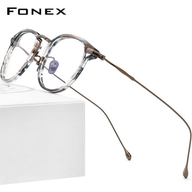 FONEX Acetate Titanium Glasses Frame Men 2023 Retro Square Prescription Eyeglasses Women Optical Spectacles Eyewear F85648