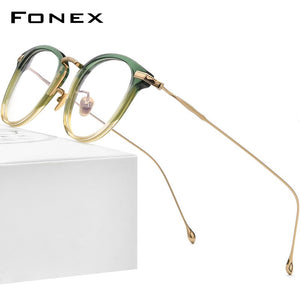 FONEX Acetate Titanium Glasses Frame Men 2023 Retro Square Prescription Eyeglasses Women Optical Spectacles Eyewear F85648