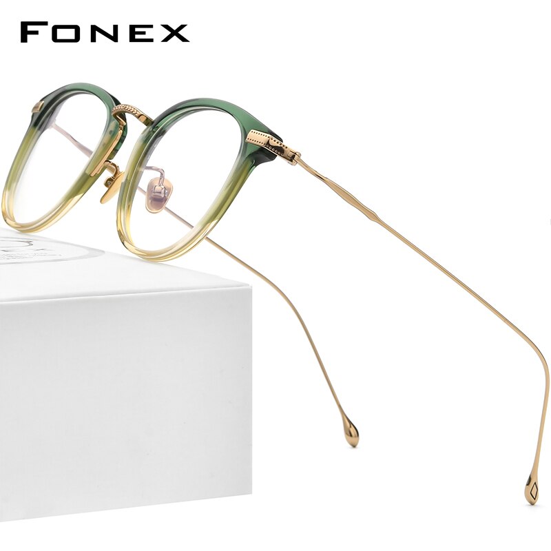 FONEX Acetate Titanium Glasses Frame Men 2023 Retro Square Prescription Eyeglasses Women Optical Spectacles Eyewear F85648