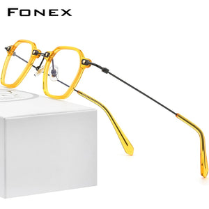 FONEX Acetate Titanium Glasses Frame Men 2023 Vintage Square Prescription Eyeglasses Women Optical Spectacles Eyewear F85681