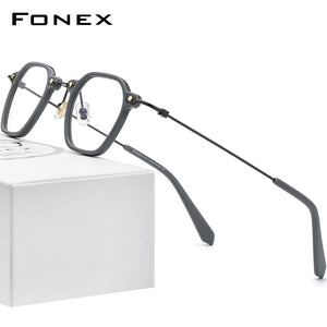FONEX Acetate Titanium Glasses Frame Men 2023 Vintage Square Prescription Eyeglasses Women Optical Spectacles Eyewear F85681