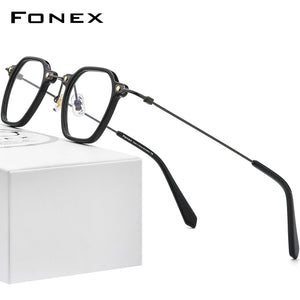FONEX Acetate Titanium Glasses Frame Men 2023 Vintage Square Prescription Eyeglasses Women Optical Spectacles Eyewear F85681