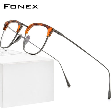FONEX Acetate Titanium Glasses Frame Men Retro Square Prescription Eyeglasses Women 2023 Vintage Myopia Optical Eyewear F85661