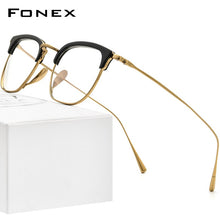 Carica l&#39;immagine nel visualizzatore di Gallery, FONEX Acetate Titanium Glasses Frame Men Retro Square Prescription Eyeglasses Women 2023 Vintage Myopia Optical Eyewear F85661