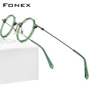 FONEX Acetate Titanium Glasses Frame Women 2023 Vintage Retro Polygon Prescription Eyeglasses Men Spectacles Eyewear F85685