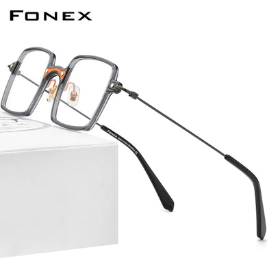 FONEX Acetate Titanium Glasses Women 2023 Square Prescription Eyeglasses Frame Men Transparent Optical Spectacles Eyewear F85687
