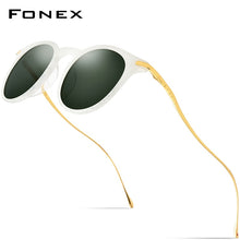 Load image into Gallery viewer, FONEX Acetate Titanium Sunglasses Men Vintage Round Polarized Sun Glasses for Women  Mirrored UV400 Shades 857