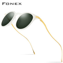 Load image into Gallery viewer, FONEX Acetate Titanium Sunglasses Men Vintage Round Polarized Sun Glasses for Women  Mirrored UV400 Shades 857
