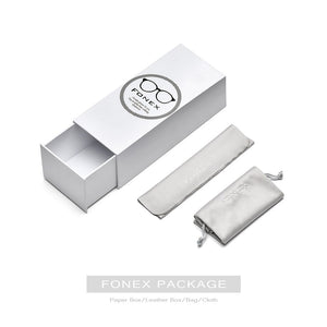 FONEX Alloy Acetate Glasses Frame Men Square Prescription Myopia Optical Eyeglasses 2023 Women Korea Screwless Eyewear F1007