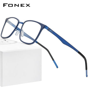 FONEX Alloy Acetate Glasses Frame Men Square Prescription Myopia Optical Eyeglasses 2023 Women Korea Screwless Eyewear F1007