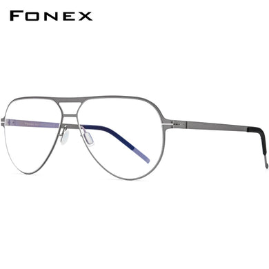 FONEX Alloy Glasses Frame Men 2023 Pilot Optical Myopia Prescription Eyeglasses Frame Full Korean Screwless Eyewear 991