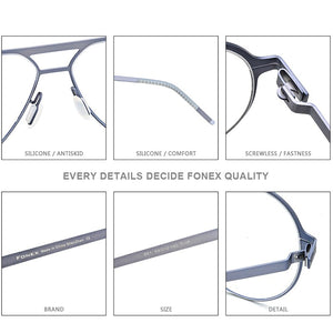 FONEX Alloy Glasses Frame Men 2023 Pilot Optical Myopia Prescription Eyeglasses Frame Full Korean Screwless Eyewear 991